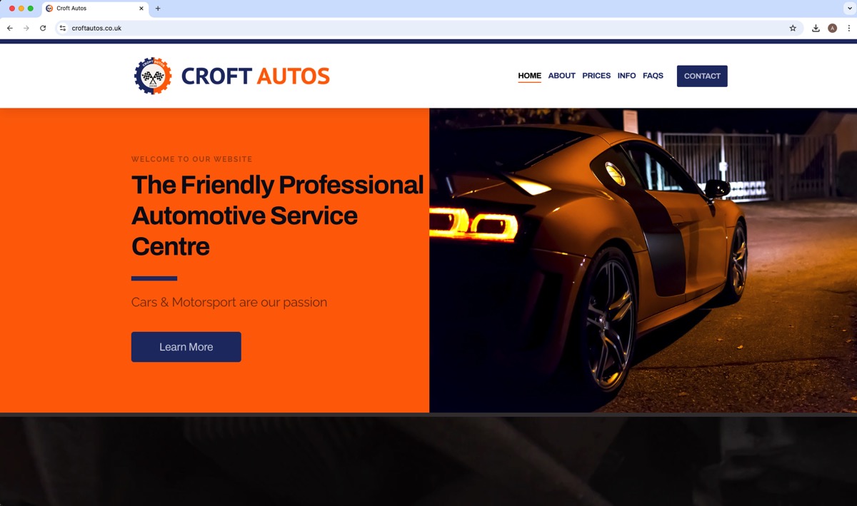 Croft Autos website screenshot